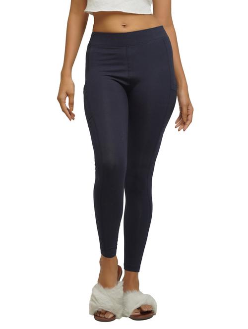 navy blue solid lycra legging - 18349181 - Very Small Image - 1