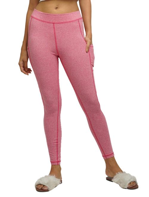 pink solid ankle length active wear tights - 18349185 - Very Small Image - 1