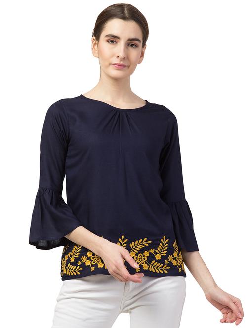 round neck solid top - 18349215 - Very Small Image - 1