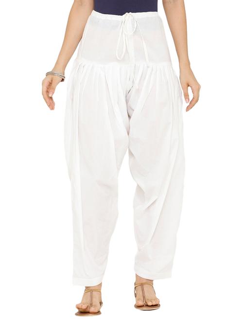 white cotton patiyala salwars - 18351388 - Very Small Image - 1