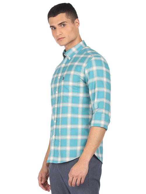 blue  checked casual shirt - 18352114 - Very Small Image - 1