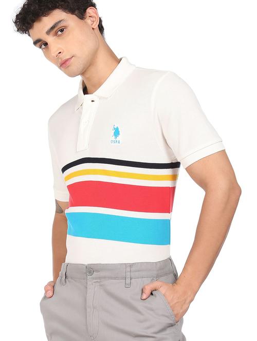 white color-blocked polo t-shirt - 18352369 - Very Small Image - 1