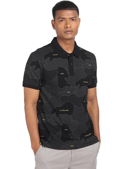 black printed polo t-shirt - 18352383 - Very Small Image - 1