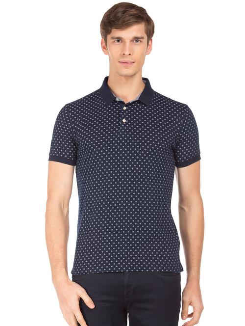 blue printed polo t-shirt - 18352416 - Very Small Image - 1