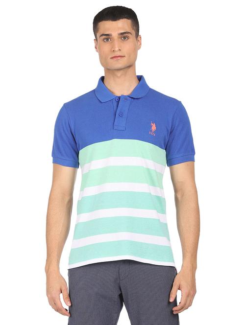 blue striped polo t-shirt - 18352440 - Very Small Image - 1