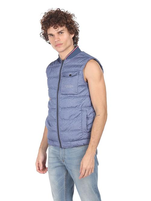blue solid casual jacket - 18352663 - Very Small Image - 1
