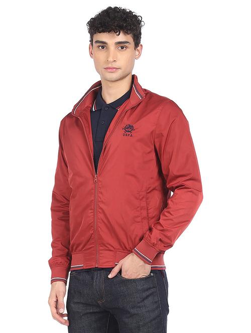red solid casual jacket - 18352678 - Very Small Image - 1