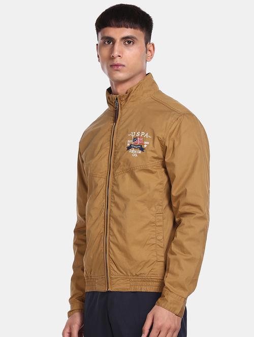 brown solid casual jacket - 18352700 - Very Small Image - 1