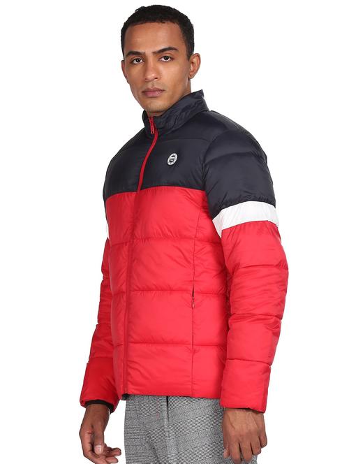 blue color block quilted jacket - 18352730 - Very Small Image - 1