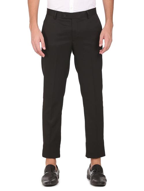 black solid flat front formal trouser - 18352751 - Very Small Image - 1
