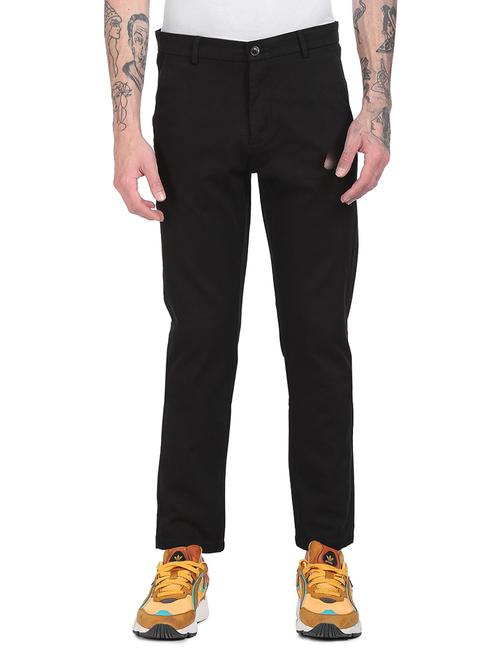 black solid casual trouser - 18352932 - Very Small Image - 1