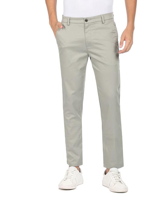 men light olive mid rise solid casual chino pants - 18352987 - Very Small Image - 1