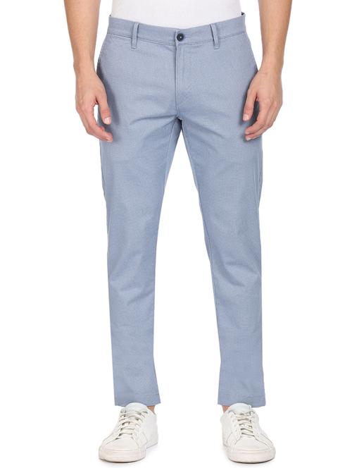 light-blue textured casual trouser - 18353012 - Very Small Image - 1