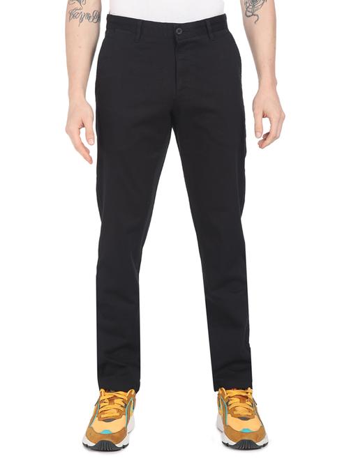black solid casual trouser - 18353019 - Very Small Image - 1
