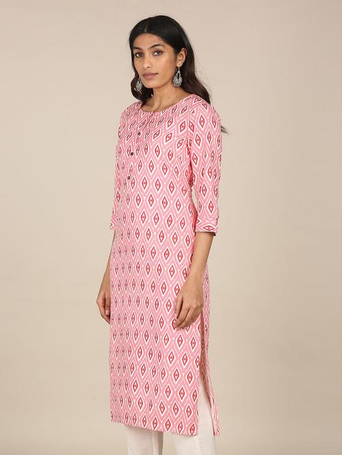 pink rayon straight kurta - 18353836 - Very Small Image - 1