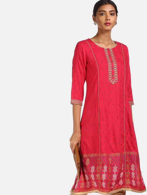 pink rayon a-line kurta - 18353978 - Very Small Image - 1