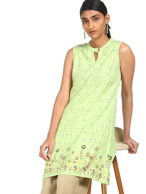 green rayon a-line kurta - 18354120 - Very Small Image - 1