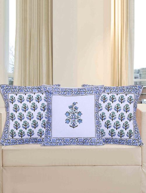 texstylehome pure cotton block print jaipuri style cushion cover for living room - 18355085 - Very Small Image - 1