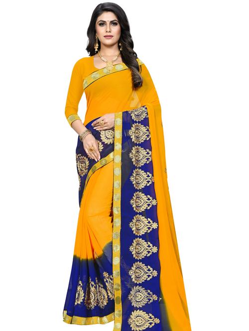 lace detailed embroidered saree  with blouse - 18355434 - Very Small Image - 1