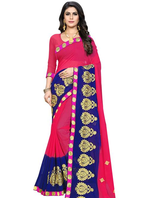 lace detailed embroidered saree  with blouse - 18355439 - Very Small Image - 1