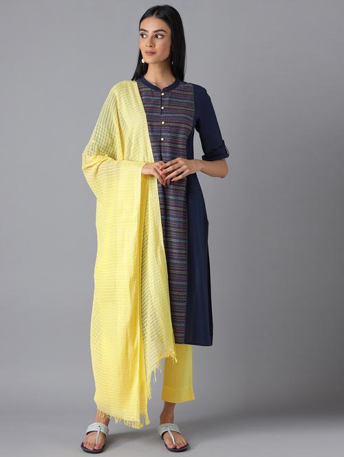 yellow cotton dupatta - 18356414 - Very Small Image - 1