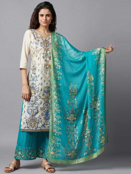 green polyester dupatta - 18356431 - Very Small Image - 1