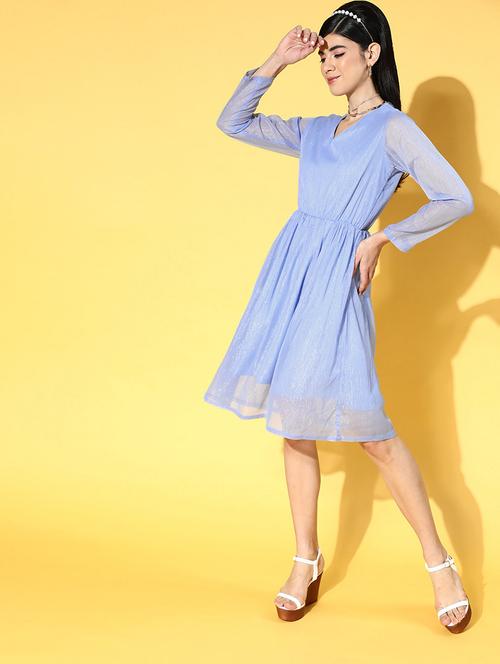 women's fit & flare self design dress - 18356992 - Very Small Image - 1