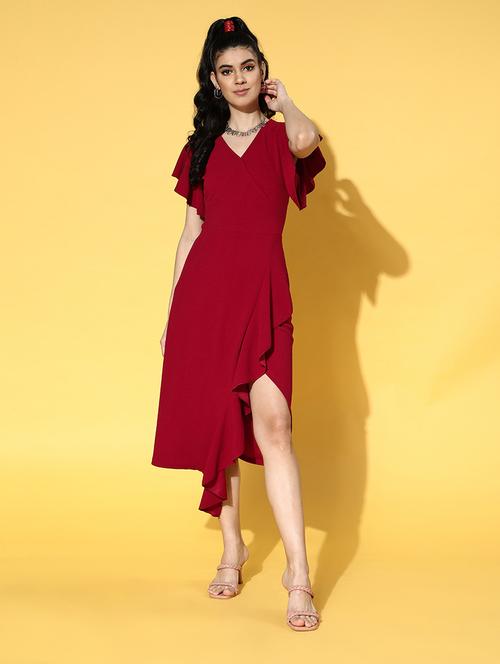 women's high low solid dress - 18356994 - Very Small Image - 1