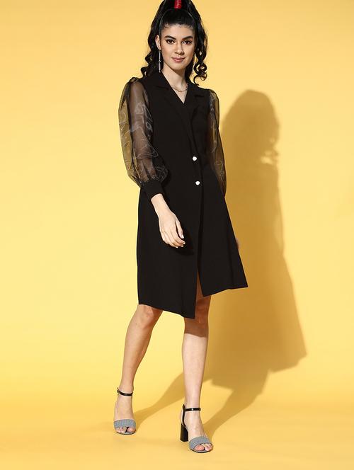 bishop sleeved solid a-line dress - 18357009 - Very Small Image - 1