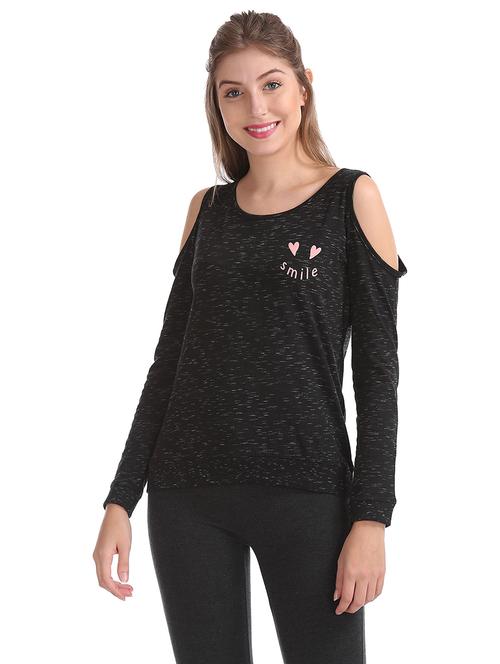 cold shoulder melange  top - 18357375 - Very Small Image - 1