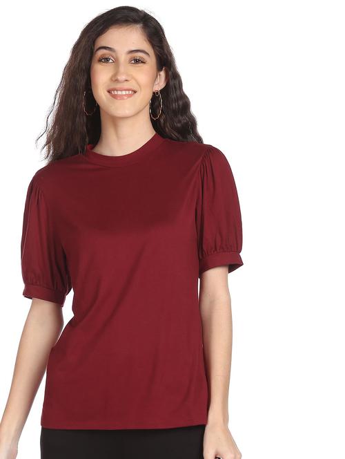 women's straight round neck top - 18357521 - Very Small Image - 1