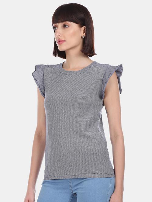 women's straight round neck top - 18357735 - Very Small Image - 1