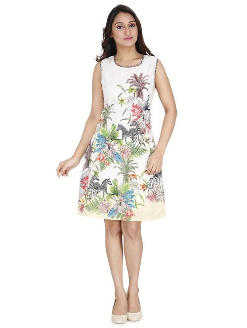 round neck floral a-line dress - 18359827 - Very Small Image - 1
