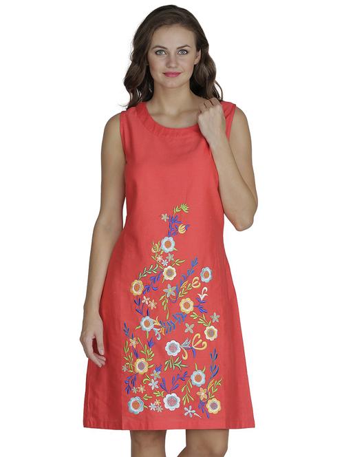 round neck printed a-line dress - 18359895 - Very Small Image - 1