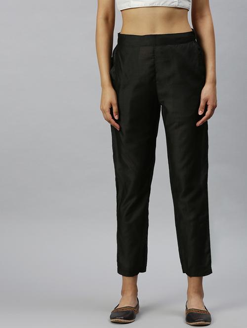 black solid flat front trouser - 18360103 - Very Small Image - 1