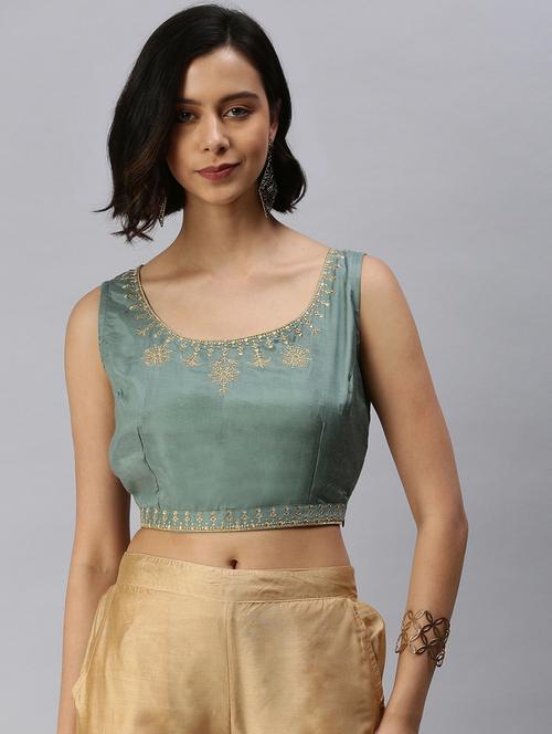 green viscose embroidered blouse - 18360161 - Very Small Image - 1