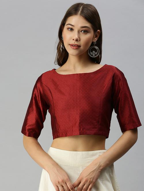 maroon solid blouse - 18360163 - Very Small Image - 1