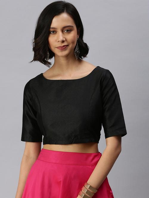 black rayon solid blouse - 18360164 - Very Small Image - 1