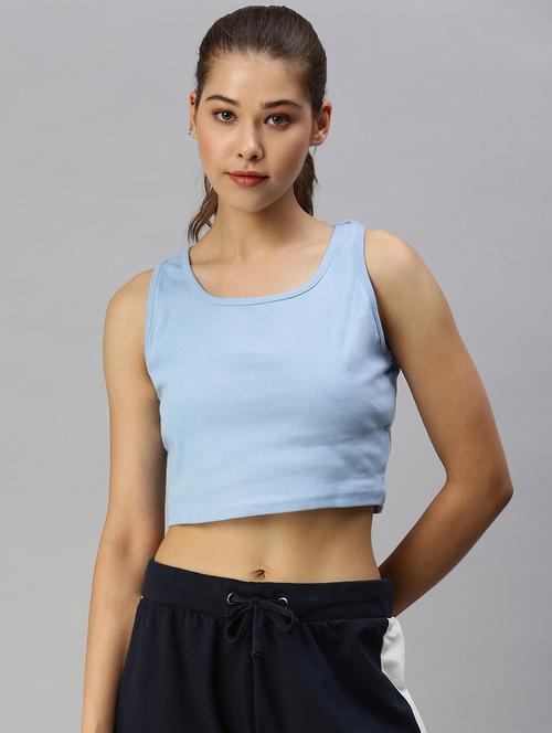 women's crop round neck top - 18360166 - Very Small Image - 1