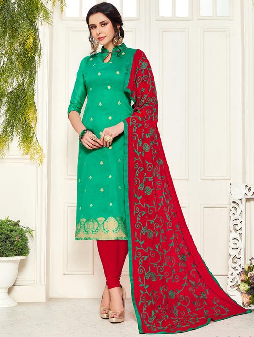 self design semi-stitched suit set - 18360178 - Very Small Image - 1