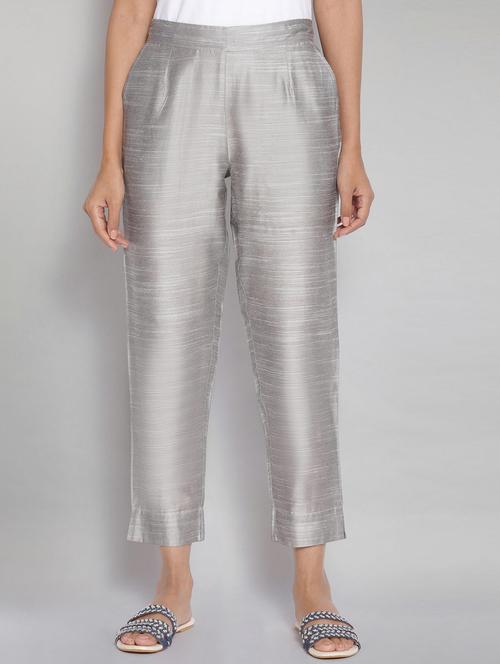 women solids calf length trousers - 18360190 - Very Small Image - 1