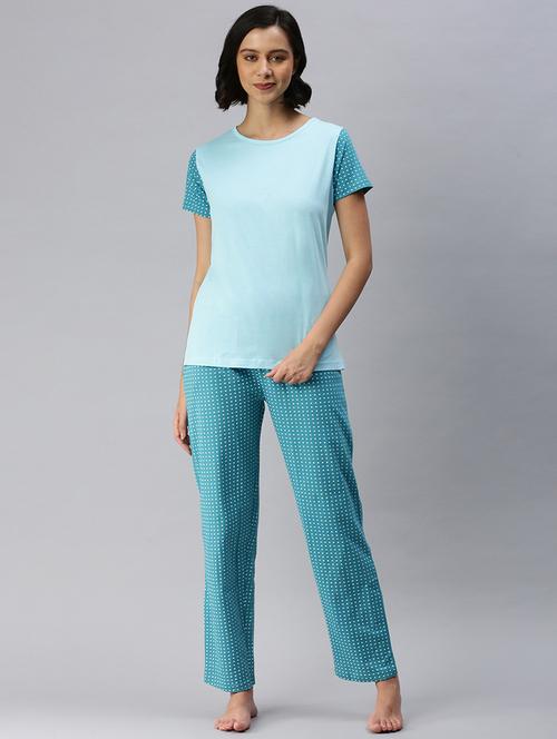 round neck printed pyjama set  - 18361813 - Very Small Image - 1