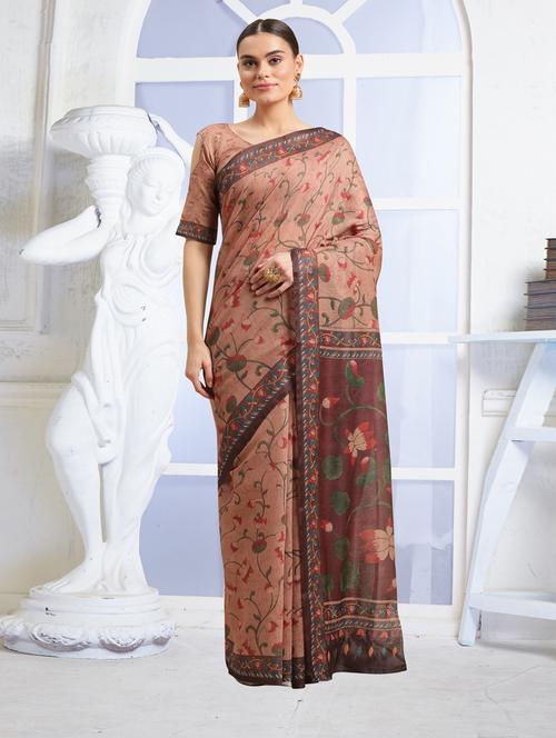 beige chanderi printed saree - 18362794 - Very Small Image - 1