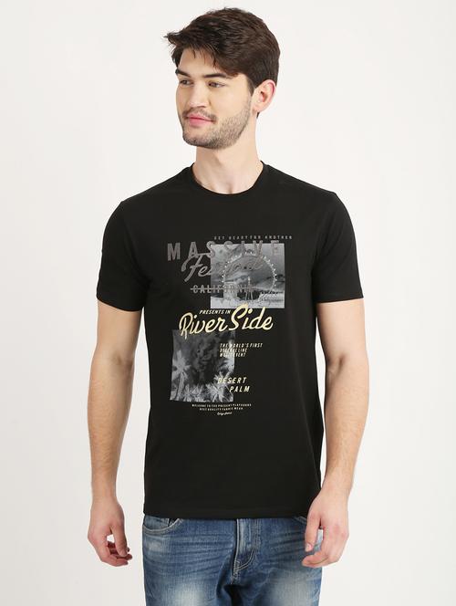 black chest printed t-shirt - 18363326 - Very Small Image - 1