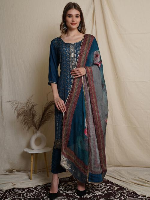 embroidered unstitched suit set - 18363378 - Very Small Image - 1