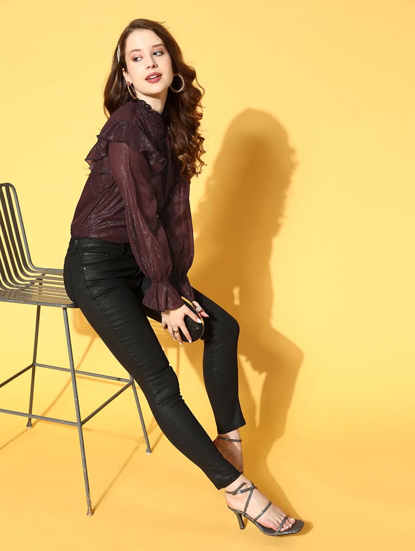 women solid ruffle detailed shirt - 18363472 - Zoom Image - 3