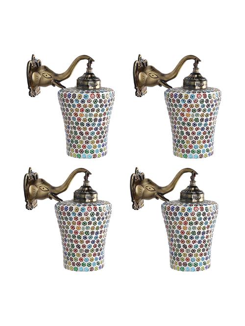 somil new stylish hand decorative colorful glass wall lamp light with royal elephant shape fitting (set of four)ew-el43 - 18365213 - Very Small Image - 1