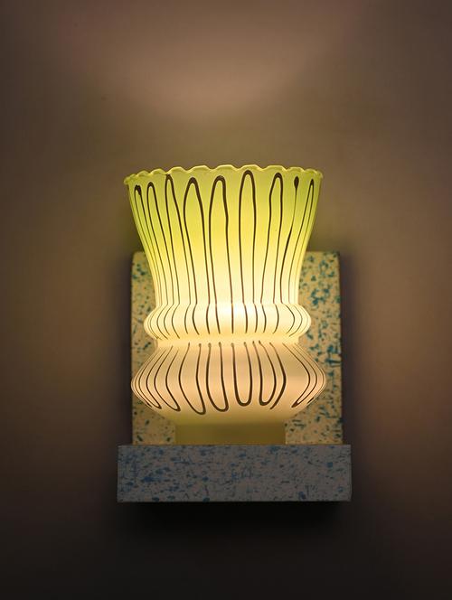 somil wall chair sconce wall light / night lamp of stylish designer wood fitting & colorful shade, led compatible, set of 2 -x12 - 18365270 - Very Small Image - 1