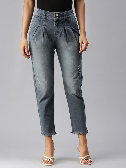 women's distress mom fit jeans - 18366946 - Very Small Image - 1