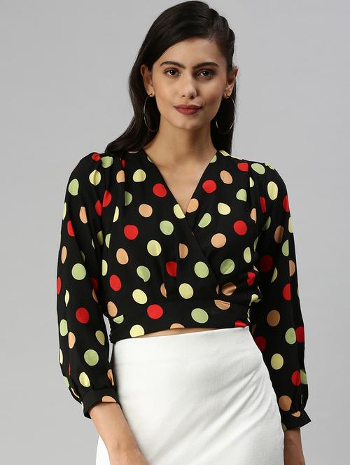 women's crop v neck top - 18367730 - Very Small Image - 1